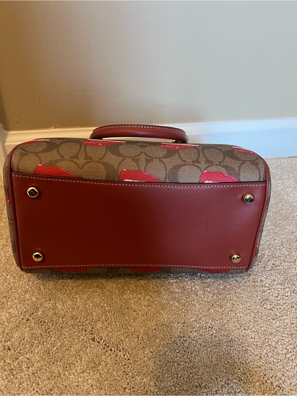 Coach Lips Signature Rowan Satchel - Red & Brown - Picture 3 of 6